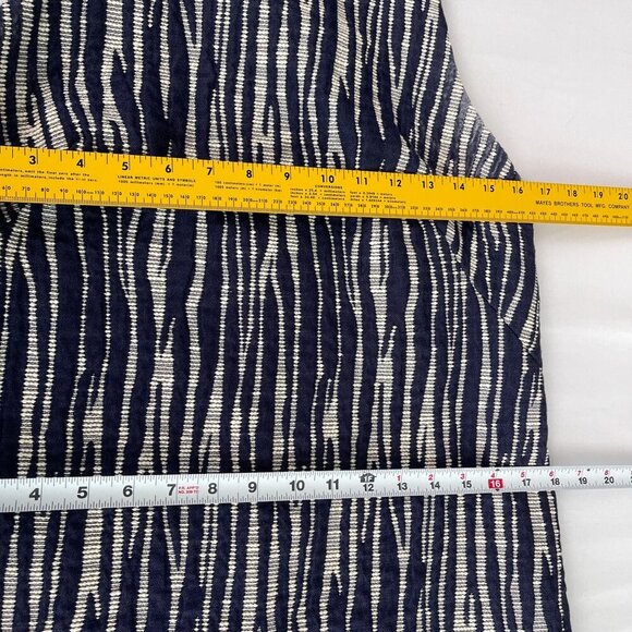 Milly Sleeveless Textured Zebra Jacquard Shift Mini Dress Back Zip Navy White‎ 6 - Picture 9 of 12